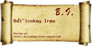 Bölcskey Irma névjegykártya
