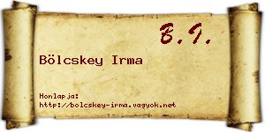 Bölcskey Irma névjegykártya